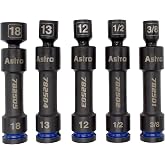 Astro Tools 78250 1/2" Drive 12-Point Pinless Heavy-Duty Driveline Impact Socket Set