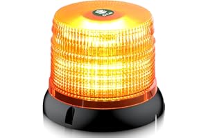 EYPINS Cordless LED Beacon Light Magnetic - 72 LED Rechargeable Rotating Amber Warning Safety Flashing Strobe Lights with Bat
