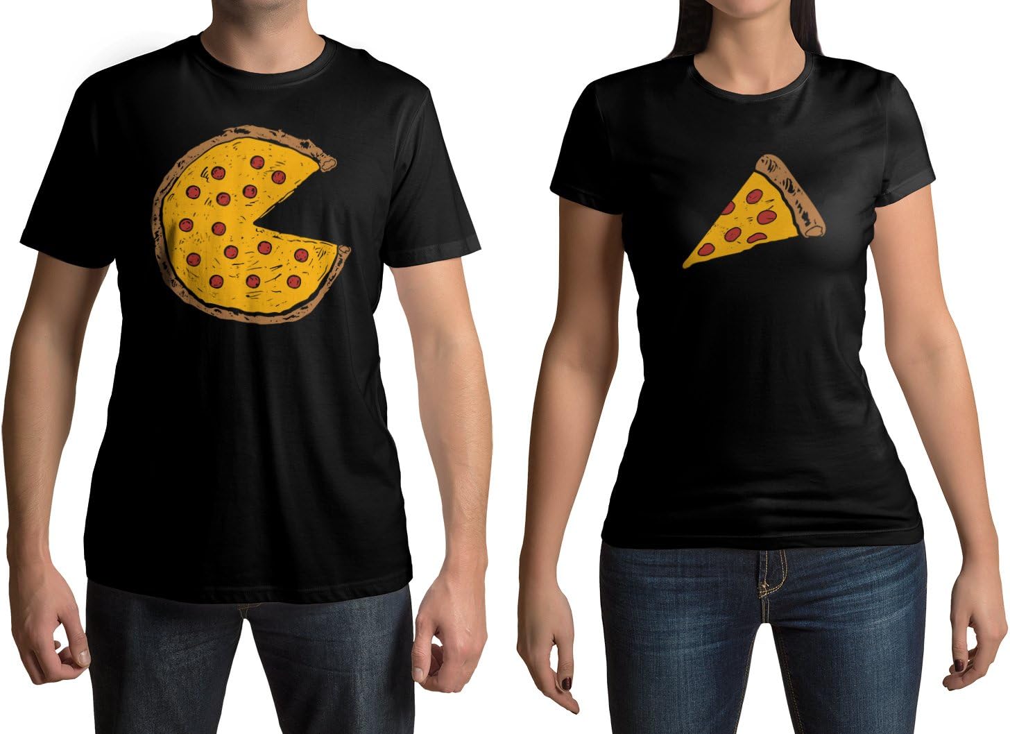 Pizza Pie & Slice Men's & Women's Matching Couples T-Shirt Set