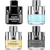 A CENTER Men's Cologne Gift Set 4 Pack Azure Vantage Series - 3.4 Fl Oz Each | Vanilla Bourbon, Leather & Amber Floral Fragrance | Luxury Eau de Toilette