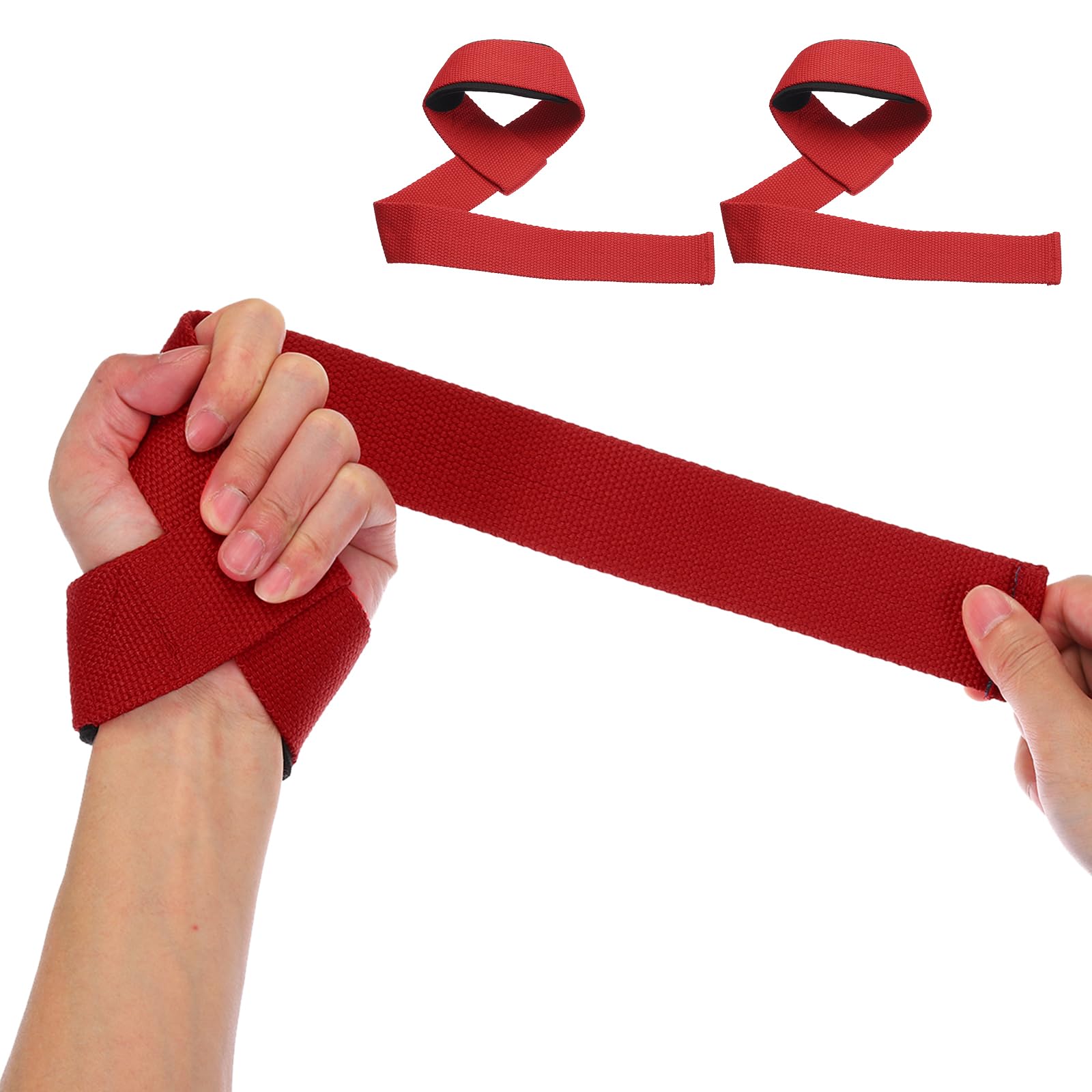 PATIKIL Lifting Straps Gym, 2 Pcs Gym Wrist Straps Padded for Weightlifting Gym Straps for Men Women Weightlifting Powerlifting, Red