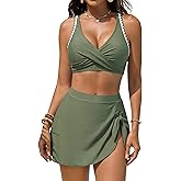 Blooming Jelly Womens High Wasited Bikini Sets Color Block Tummy Control Swimsuits Tie Knot Two Piece Bathing Suits