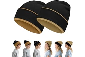 Rosoz Kids Beanie Boys Girls- Reversible Beanie with Double Sides- Big Kids Winter Hat Kids Knit Warm Caps for 7-12 Years