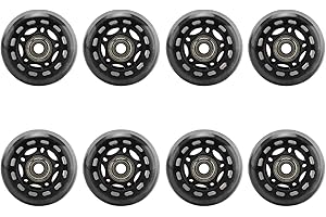 NEWCOMDIGI 8 Pack Inline Skate Wheels, 64mm Skates Replacement Wheels with Bearings, Indoor/Outdoor Roller Skate Wheels, Luggage Wheels Black