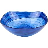 Badash Decorative Glass Serving Bowl, Alabaster Glass Centerpiece Fruit Bowl, Home D&eacute;cor Table Accent Bowl, 10&rdquo; Diameter, Cobalt Blue