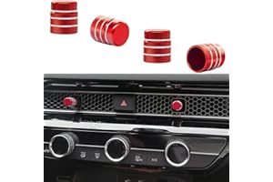 LOCOY Vent Knob Cover for Honda Civic 11th Gen Accessories 2022 2023 2024, for Honda CRV 2023 2024 Vent Control Knob Cap, AC Vent Lever Trim, AC Wind Outlet Lever Ring (4 Pcs Red)