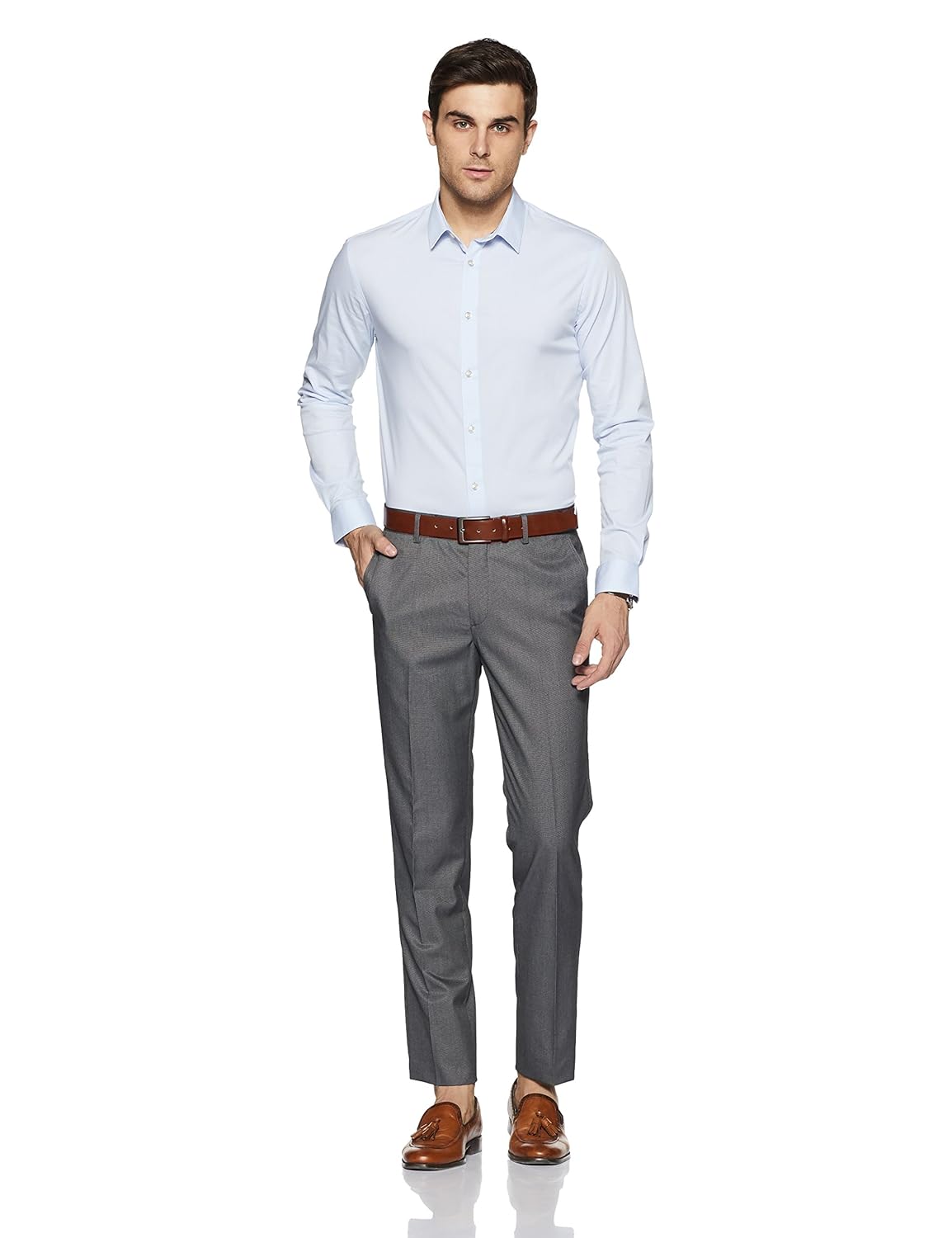 john players men's slim fit formal trousers