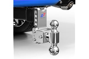 Geteen Adjustable Trailer Hitch Ball Mount - Fits 2.5" Receiver, Dual Ball 2" x 2-5/16"(15,000 GTW), 5" Drop & Rise Heavy Duty Aluminum Tow Hitch with 4 Anti-Rattle Gasket & 1 Locking Hitch Pin