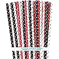 Paper Drinking Straws - Black Red and White Polka Dot - Ladybug Theme - 7.75 x .25 Inches - 100 Pack - Outside the Box Papers Brand