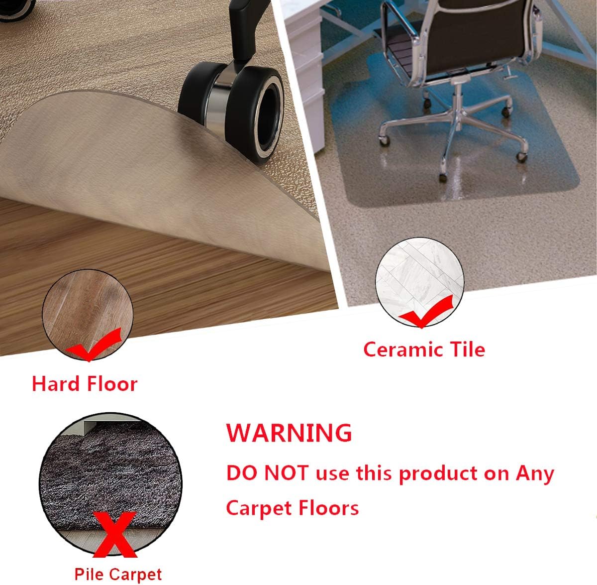Nontoxic Office Chair Mat for Hard Floor 36" x 48" BPA Free Transparent Hardwood Floor Protector Easy Glide for Chairs Flat Without Curling Sturdy Durable Good for Computer Desk Office & Home: Kitchen & Dining