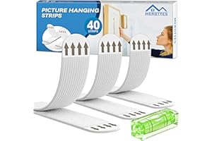MERDTTES Heavy Duty Large Picture Hanging Strips, 20-Pairs (40 Packs) Adhesive Picture Hangers, No Damage Wall Hanger Without Nail, Poster Hanger Strips, Picture Hanging Hooks for Wall Decoration
