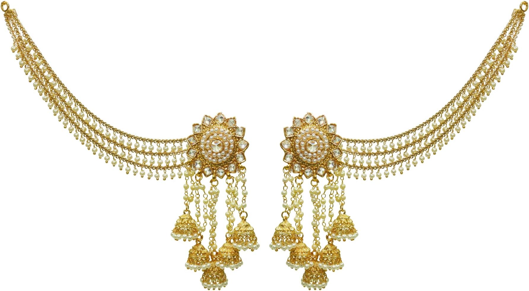 Babosa Sakhi Bahubali Earring Jhumki Detachable kaan Sahara Pearl chain