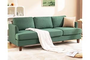 Busaurus 3 Seater Sofa Couch with Deep Seats, 89" Mid Century Modern Upholstered Sofa with Armrests, Comfy Couches for Living Room, Bedroom, Apartment and Office (Green)