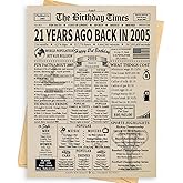 Happy 21st Birthday Card Gifts Decorations for Women Men Her Him | Funny Happy Unique 21 Year Old Gifts Ideas | Back In 2005