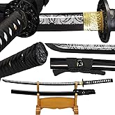 1045/1060 high Carbon Steel Full Hand Forged Traditional, Katana Sword Hademade Heat Tempered ，Japanese Samurai Swords ，Full Tang,Functional,Black