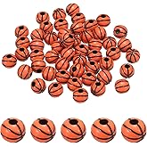 PATIKIL 12mm Sports Ball Beads, 50 Pcs Acrylic Basketball Bulk Round Sports Spacer Bead for DIY Crafts Bracelet Necklace Making, Brown