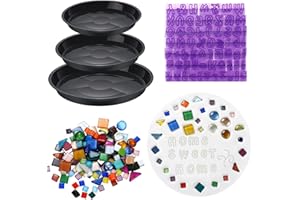 LOYIM 5 Pcs 3 Size Stepping Stone Kit for DIY Outdoor Garden Stepping Stone Includes Cement Molds Mosaic Tiles and Concrete Letter Stamps No Concrete Mix(Black)