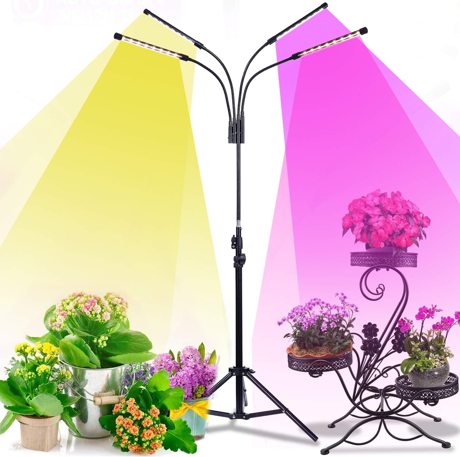 Floor Grow Light,96LED Three Plant Spectrum,Red/Blue/Warm Spectrum,Meet Multiple Plant Growth,4H/8H/12H Cycle Timer,31in-85in Height Adjustment,Indoor Floor Plant Light