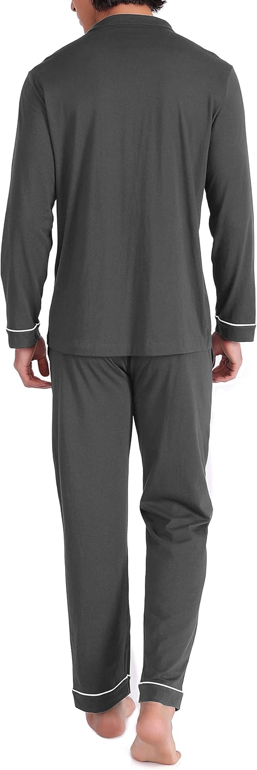 DAVID ARCHY Men's Cotton Sleepwear Button-Down Pajamas Set: Clothing