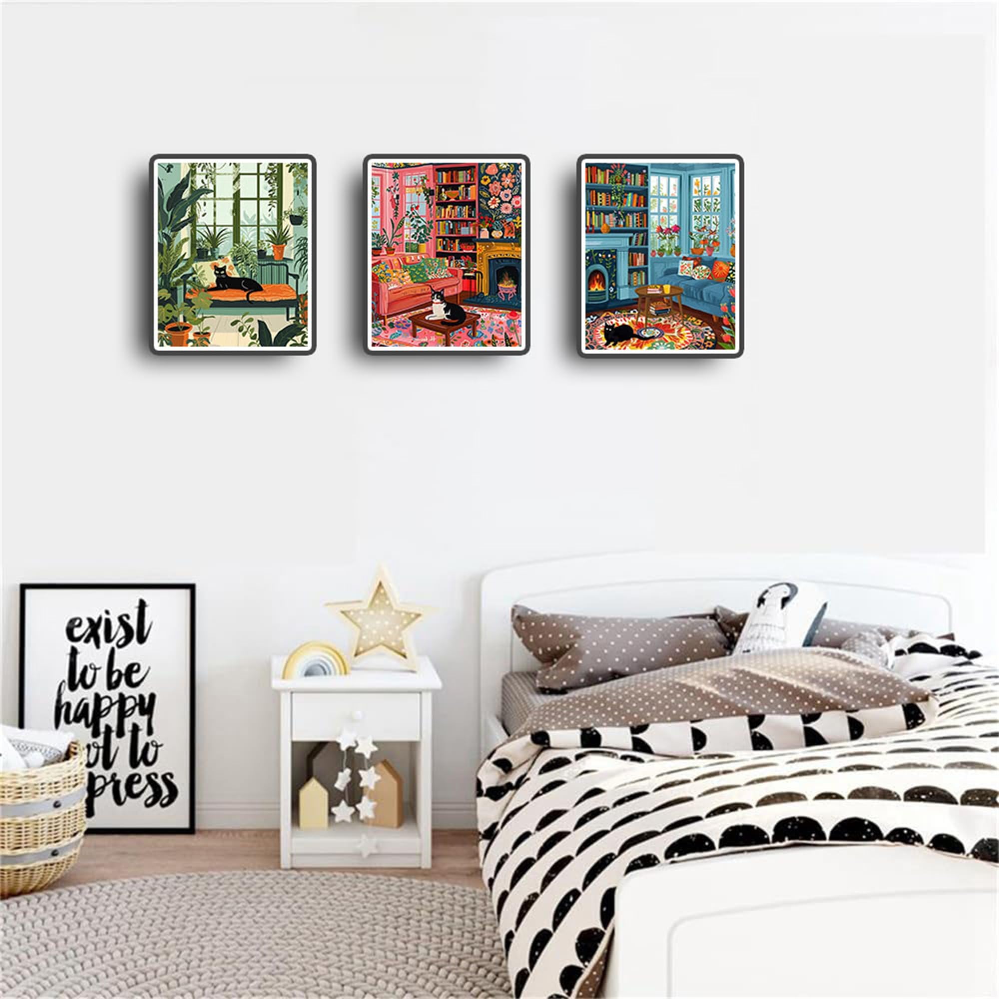 NZNANCHU Wooden Framed Adult Paint by Numbers Kits,Easy Painting by Number Kits on Canvas,Color by Numbers Acrylic Watercolor Gifts for Friends Home Wall Decor (Cats4)