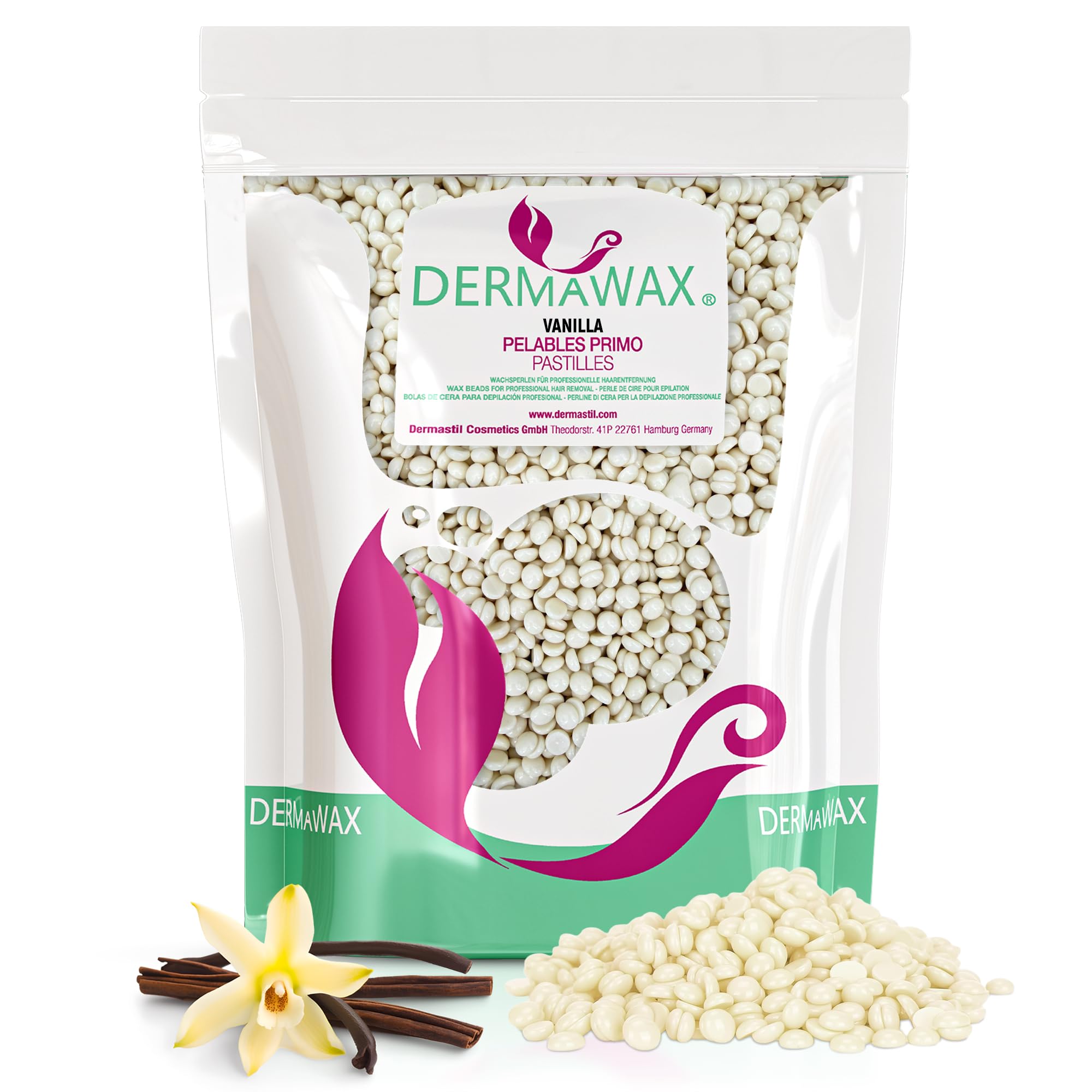 Dermawax Professional Hard Wax Beads- Full Body Stripless Depilatory Waxing Film Wax Less Pain Formula Hair Removal of Face Legs Armpit Bikini Line (1 kg (Pack of 1), Vanilla)