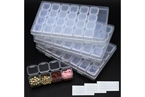 Gorofit Diamond Painting Bead Storage Containers, 3 Pack 84 Slots Plastic Craft Organizer Case Diamond Storage Box Accessories Storage Containers Adjustable Bead Case
