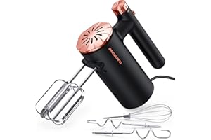 BAIGELONG Hand Mixer Electric, 500W Ultra Power Handheld Mixer with Continuously Variable Speed Control, 5 Stainless Steel Ac