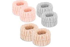 CROSIZE Women's Wrist Towels for Washing Face, Microfiber Spa Wash Towel Band, Absorbent Wristbands, Sweatband for Girls Prevent Water from Spilling Down Your Arms 6PCS