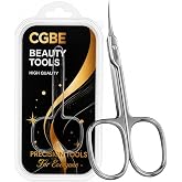 CGBE Curved Cuticle Scissors, Extra Fine Pointed Tip, for Russian Manicure | 304 Stainless Steel, Super Slim Pointed Tip, Precise Trimming, For Cuticles, Eyebrows, Eyelashes, Dry Skin Grooming