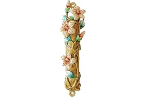 Pasiir Hand-Painted Mezuzah, 9.5 Inches Large Mezuzah with Exquisite Enamel Design, Pomegranate Flower, and Scroll Included for Jewish Occasions