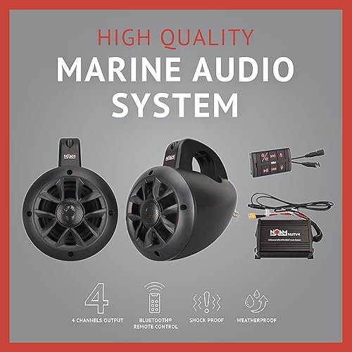 NOAM NUTV4 Marine Bluetooth ATV/Golf Cart/UTV Speakers Stereo