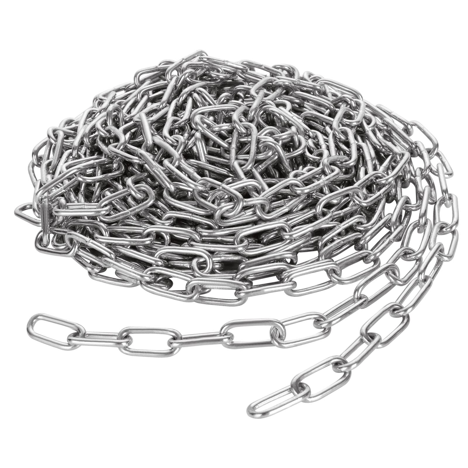 JMIATRY 8 Metres Length 304 Stainless Steel Chain, 3mm Heavy Duty Chain Links, Galvanized Steel Welded Link Chains Lift for Fence Gate, Garage Doors, Swing Chains and Bicycle Security Lock