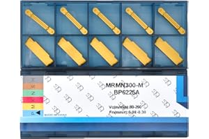 CDBP MRMN300-M Carbide Grooving Inserts for MGEHR/L and MGIVR/L Grooving Cut-Off Tool Holder, CVD Yellow Coating, 10pcs