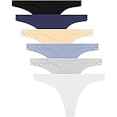CRISAN Seamless Thongs for Women Nylon No Show Thong Underwear Women 6 Pack