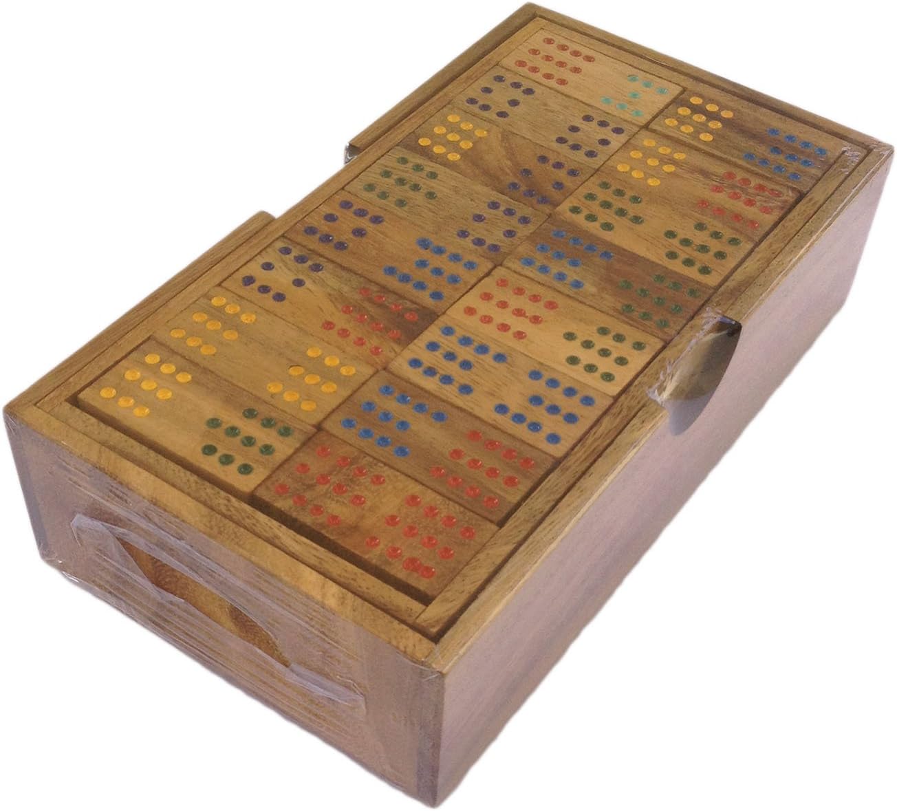 CMStar Double 12 Color Dot Wooden Dominoes - 96 PCs Box Set Handmade Large Size