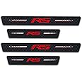 4Pcs Door Sill Plate Protectors Compatible with Chevy Camaro RS Car Accessories, Carbon Fiber Leather Door Sill Stickers for Camaro RS Auto Accessories