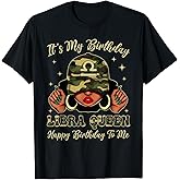 Libra Queen Black Woman With Cap Camo It's My Birthday T-Shirt