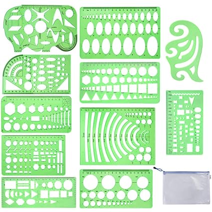 Amazon.com: Plantillas de dibujo geométrico Qincling, 11 ...