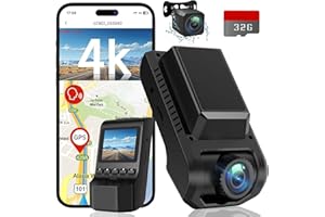 ECOMOMENT Dash Cam Front and Rear, 4K Ultra HD+1080P Dash Camera for Cars, Built-in Wi-Fi GPS, Included 32GB Card, 2.0'' IPS Screen Mini Car Camera, App, Night Vision, 170°Wide Angle, 24H Parking Mode