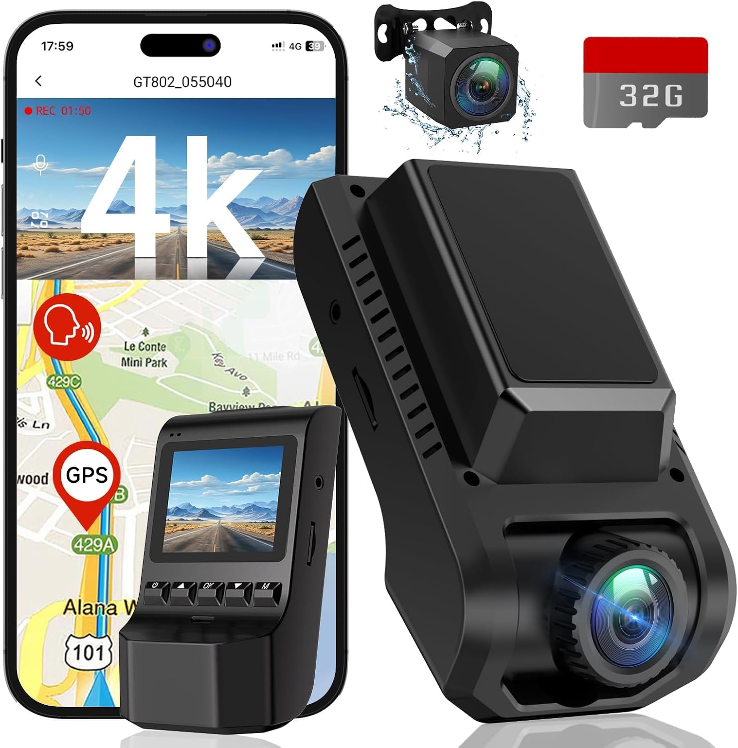 Photo 1 of * factory sealed *
Dash Cam Front and Rear, 4K Ultra HD+1080P Dash Camera for Cars, Built-in Wi-Fi GPS, Included 32GB Card, 2.0'' IPS Screen Mini Car Camera, App, Night Vision, 170°Wide Angle, 24H Parking Mode