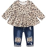 CARETOO Girls Clothes Outfits Cute Baby Girl Floral Long Sleeve Pant Set Flower Ruffle Top
