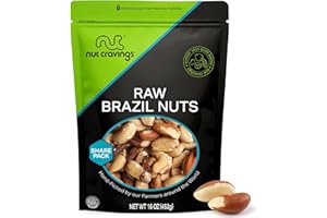 NUT CRAVINGS - Raw Brazil Nuts, Unsalted, No Shell, Whole, (16oz - 1 LB) Bulk Nuts Packed Fresh in Resealable Bag - Kosher He