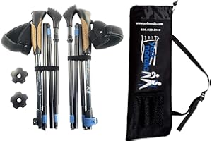 York Nordic Ultralight Folding Walking Poles - Travel Ready - with Rubber Feet, Baskets, and Bag