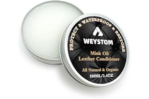 WEYSTOM Mink Oil for Leather Products, Leather Conditioner and Cleaner 3.4OZ/100ML, Waterproof Soften and Care for Leather, Leather Boots, Wallets, Jackets, Saddles and Vinyl