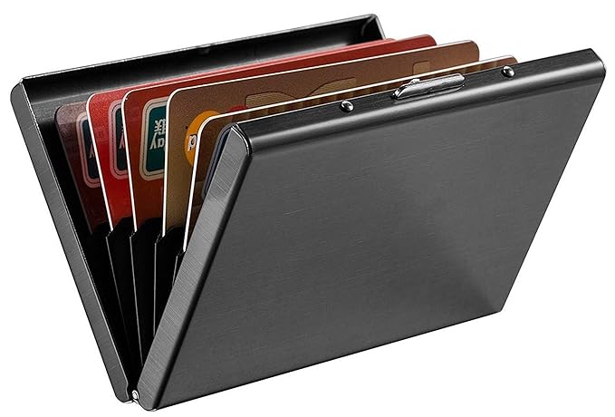 OFIXO RFID Credit Card Holder Protector Stainless Steel Credit Card Wallet Slim RFID Metal Credit Card Case for Women or Men (MATT Black)