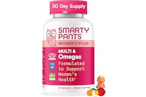 SmartyPants Women's Multivitamin Gummies - Improved Formula: Omega 3 (DHA/EPA), Methylfolate, CoQ10, Vitamin D3, C, Vitamin B12, B6, A, K & Zinc, Inositol, Gluten Free, 90 Count (30 Day Supply)