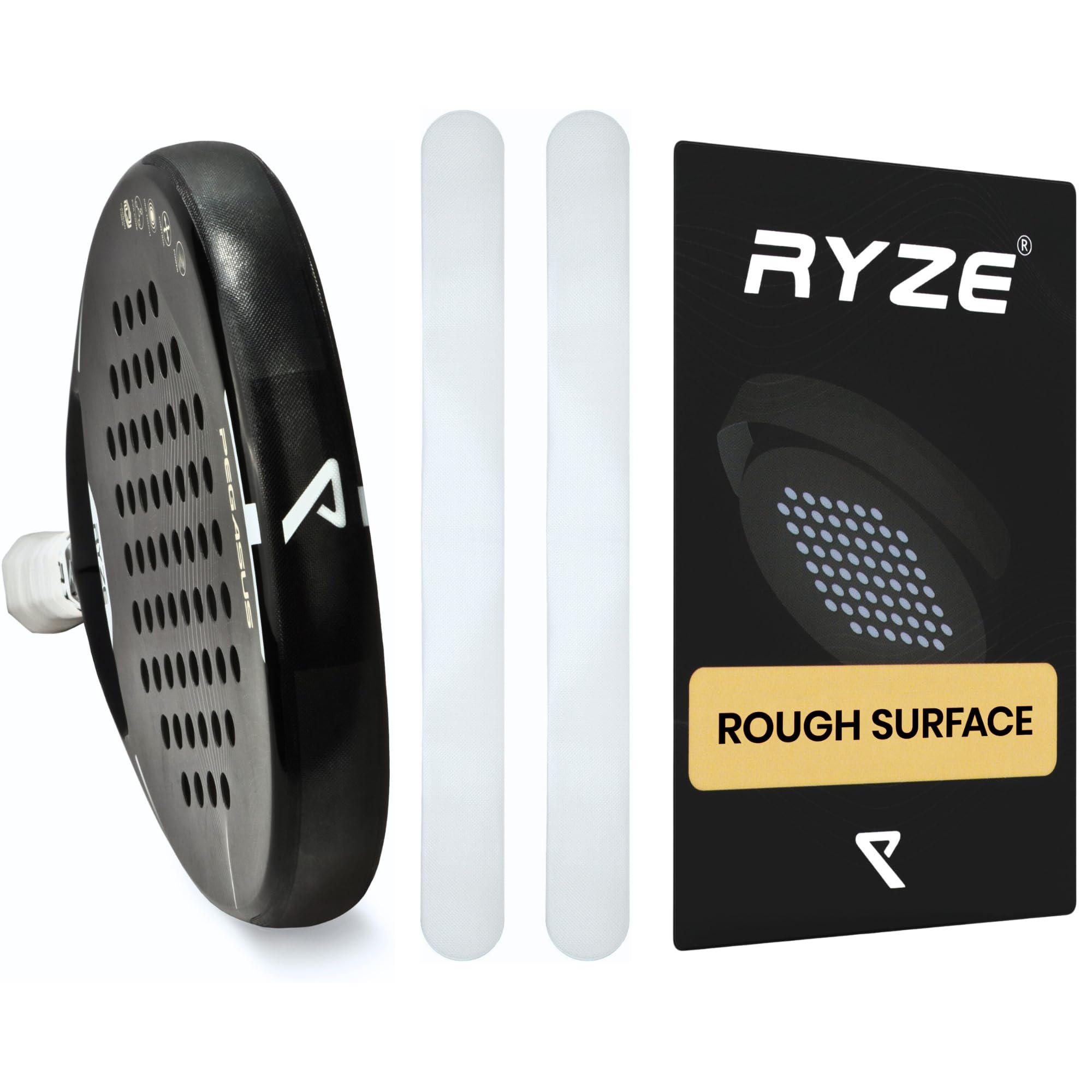 RYZE Transparent Padel Racket Protector - Rough Surface - Padel Racket Bumper in Pack of 2 - Durable and Elastic Padel Bumper - Easy to Apply - Minimal Air Bubbles