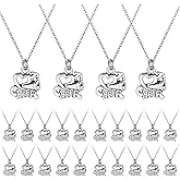 Framendino, 24 Pack Cheerleader Necklace Bulk Charms for Women Sport Jewelry Costume Accessories