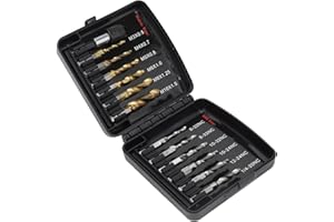 SHANRYA Tapping Bits Set, High Hardness Combined Tap Drill 13Pcs HSS with Fast Change Adapter for Drilling for Metal