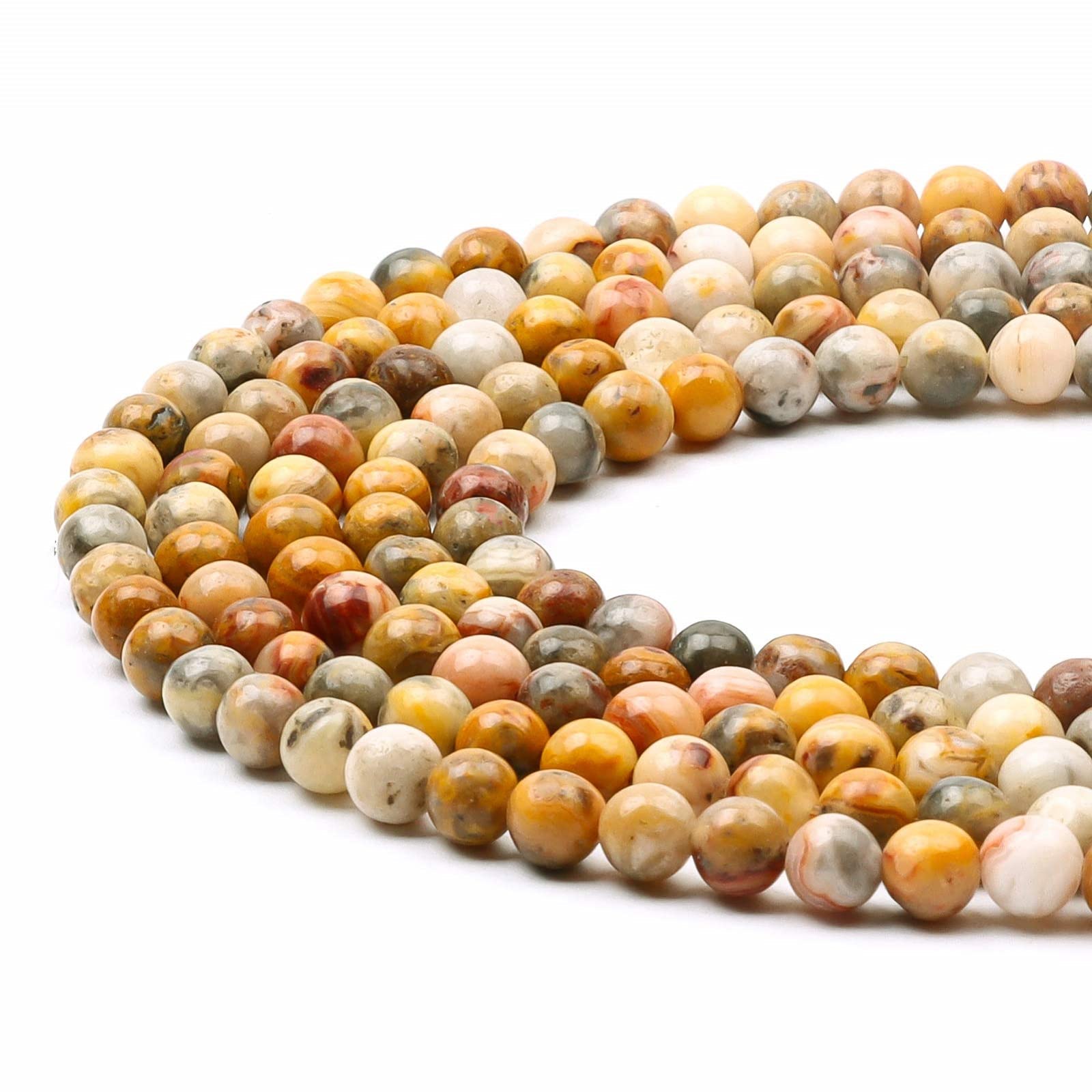 6mm Round Earth Tone Agate Gemstone Beads, 60-65pcs Loose Smooth Healing Power Stone Beads for Bracelet Necklace Jewellery Making and DIY Crafts, 1 Strand 15.5" — image 1